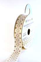 Лента атласная 12 мм ( 1/2 ") с рисунком "Gamma" ФАСОВКА 3 м O18/075 молочный/т.фиолетовый