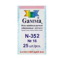 Иглы для шитья ручные " Gamma" N- 352 гобеленовые №15 в конверте 25 шт. острие закругл. 